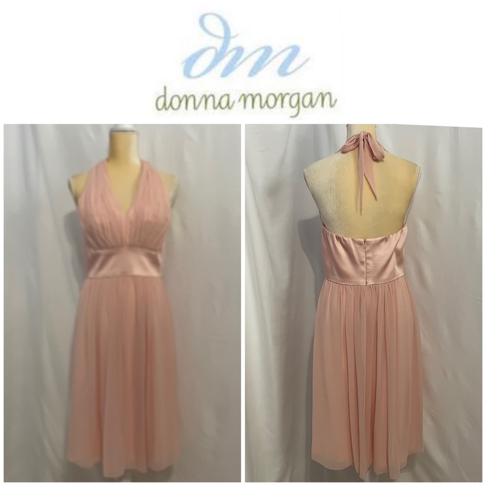 Donna Morgan soft pink color tie back halter  cocktail gown. Size 8